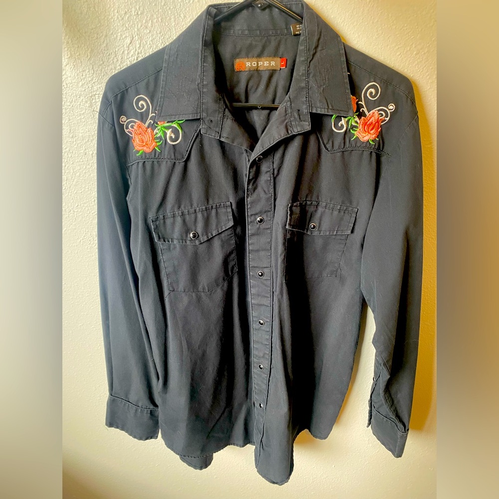 Roper Embroidered Roses Shirt Mens